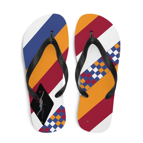 Dutch Gifts This Striped Orange White Yellow and Blue Flip Flops By Volleybragswag Honor Dutch Volleyball Players and Liberos