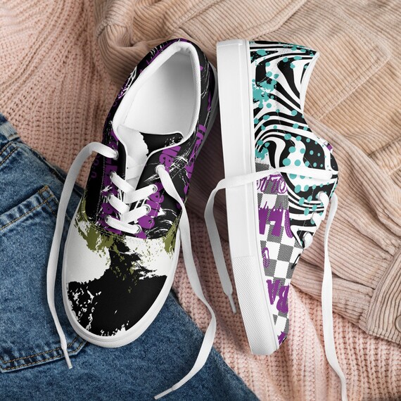 Canvas Lace up Shoes Women, Canvas Volleyball Sneakers, Purple Green Canvas Shoes Women, Women’s lace-up canvas, Girls Lace Up Canvas Shoes
