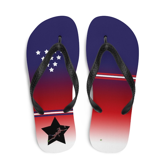 USA Inspired Red White and Blue Flip Flops By Volleybragswag Honor American Volleyball Players and Liberos