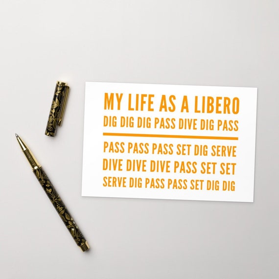 My Life As A Libero Dig Dig Dig Pass, Pass, Pass Sports Postcards, Volleyball Postcards, Postcards for Sale, Postcards For Framing, Quotes