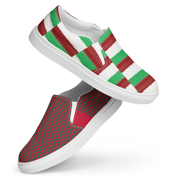 Women Slip-On Canvas Shoes, Beach Volleyball, Players Volleyball Shoes, Cute Volleyball Shoes, Red and Blue, Mexico