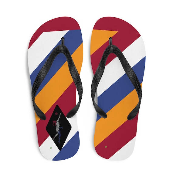 Striped Red White Orange and Blue Flip Flops By Volleybragswag Honor Dutch Volleyball Players and Liberos