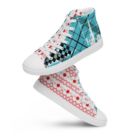 Red Canvas High Tops, Lace-up Shoes Men, High Top Blue and White Canvas, Shoes Men, Canvas Volleyball Shoes, Casual Canvas Shoes Men