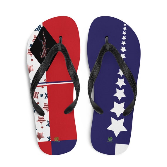American Inspired Red White and Blue Flip Flops By Volleybragswag Honor USA Volleyball Players and Liberos