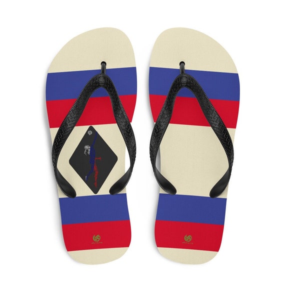 Striped Red White and Blue Flip Flops By Volleybragswag Honor Russian Volleyball Players and Liberos