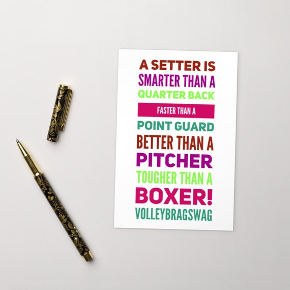 A Setter Is Smarter Than A Quarterback Faster Than A Point Guard Better Than A Pitcher Tougher Than A Boxer, Volleyball Postcards, Postcards