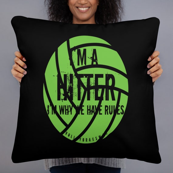 Volleyball Pillow, I'm A Hitter I'm Why We Have Rules, Volleyball Throw, Power Nap Pillows for Sleeping, Color Block, Tooth Fairy Pillow