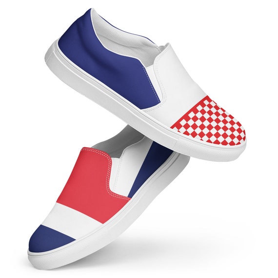 Women Slip-On Canvas Shoes, Beach Volleyball, Players Volleyball Shoes, Cute Volleyball Shoes, Red, White and Blue, Croatia