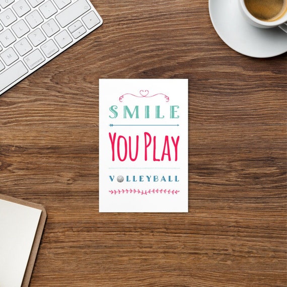 SMILE You Play Volleyball unique postcards, quote postcard, encouragement cards, affirmation cards, encouragement card, positive affirmation