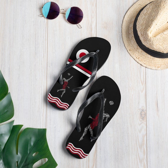 Black and Red Volleyball Flip Flops By Volleybragswag Honor Japanese Volleyball Players and Liberos