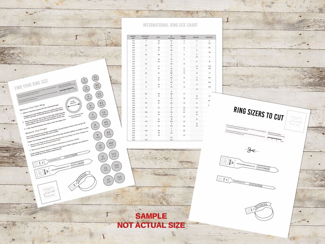 Printable Ring Size Chart How to Measure Ring Size Ring Etsy UK