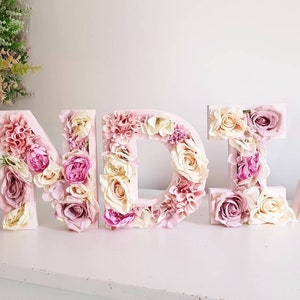 Letras de flores, letras florales A-Z: decoración para habitación infantil, dormitorio o boda