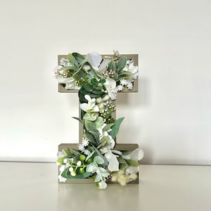 Verde natural, letras de folhagem A-Z - decoração de berçário, quarto ou casamento