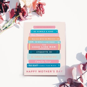 Happy Mother's Day Card, Mom You Taught Me Well, For Mother's Day, Card For Mom, Cute Stack of Books Mother’s Day Card, Sentimental Mom Card