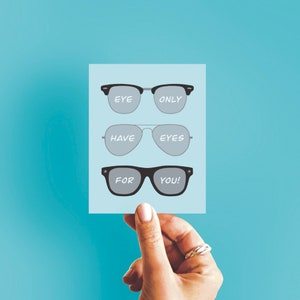 Eye n’a d’yeux que pour vous! Lunettes de soleil Bleues Mignonnes Punny I Love You Card | Pour son anniversaire, pour son anniversaire, carte d’anniversaire, carte d’amour