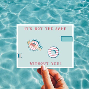 Piscine d’inspiration nautique flottante Ce n’est pas la même chose sansVous carte pour BFF Mignonne Miss You Card, été flottant mignon drôle Miss U Carte d’amitié
