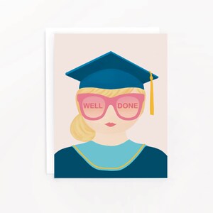 carte de fin d’études bien | Jolie carte de remise de diplôme de lunettes de soleil roses à la mode pour elle, diplôme universitaire pour elle, carte de diplômé de lycéenne