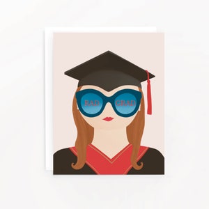 Carte de graduation Rad Grad pour elle| Carte de remise de diplôme de lunettes de soleil à la mode mignonne pour elle, diplôme universitaire pour elle, carte de diplômé de lycéenne