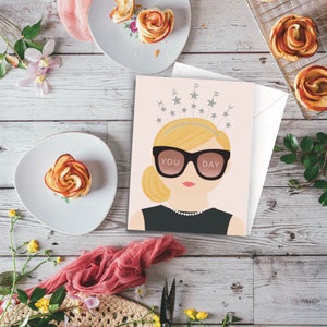 Happy Birthday Girl Card, Pretty Pink Birthday Girl Crown Card pour BFF, Birthday Card pour elle, Trendy Cute Birthday Card for Best Friend