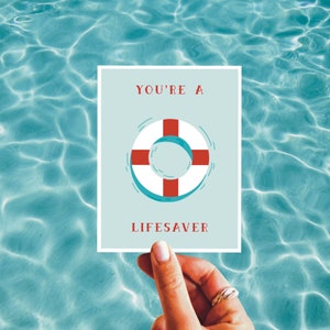 Piscine d’inspiration nautique Flottante You’re A Lifesaver Cute Punny Card, Blank Gratitude Card, Summer Inspired Thank You Card, Funny Punny Card
