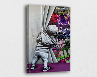 Face painting Framed Art Canvas Street graffiti Urban Art Print purple girl