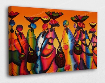 African Art Women with Baby Tribal Canvas Wall Art Picture Print Home Decor