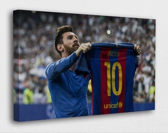 messi holding jersey poster