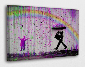 Face painting Framed Art Canvas Street graffiti Urban Art Print purple girl