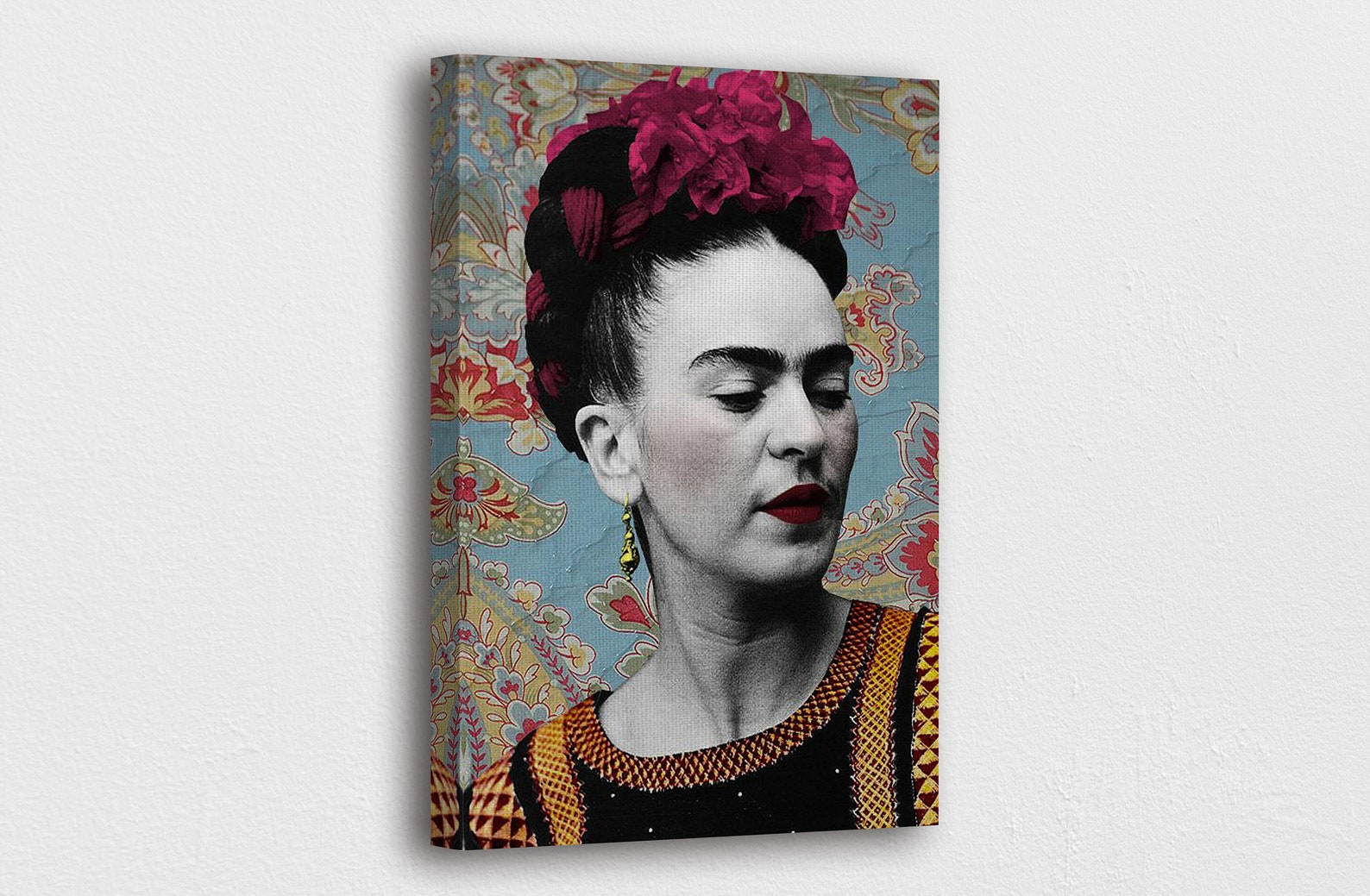 Frida Kahlo Art Canvas Frida Kahlo Pink Rose Flower Headdress - Etsy