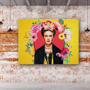Frida Kahlo Art Canvas Frida Kahlo /flower Self Portrait/printed ...