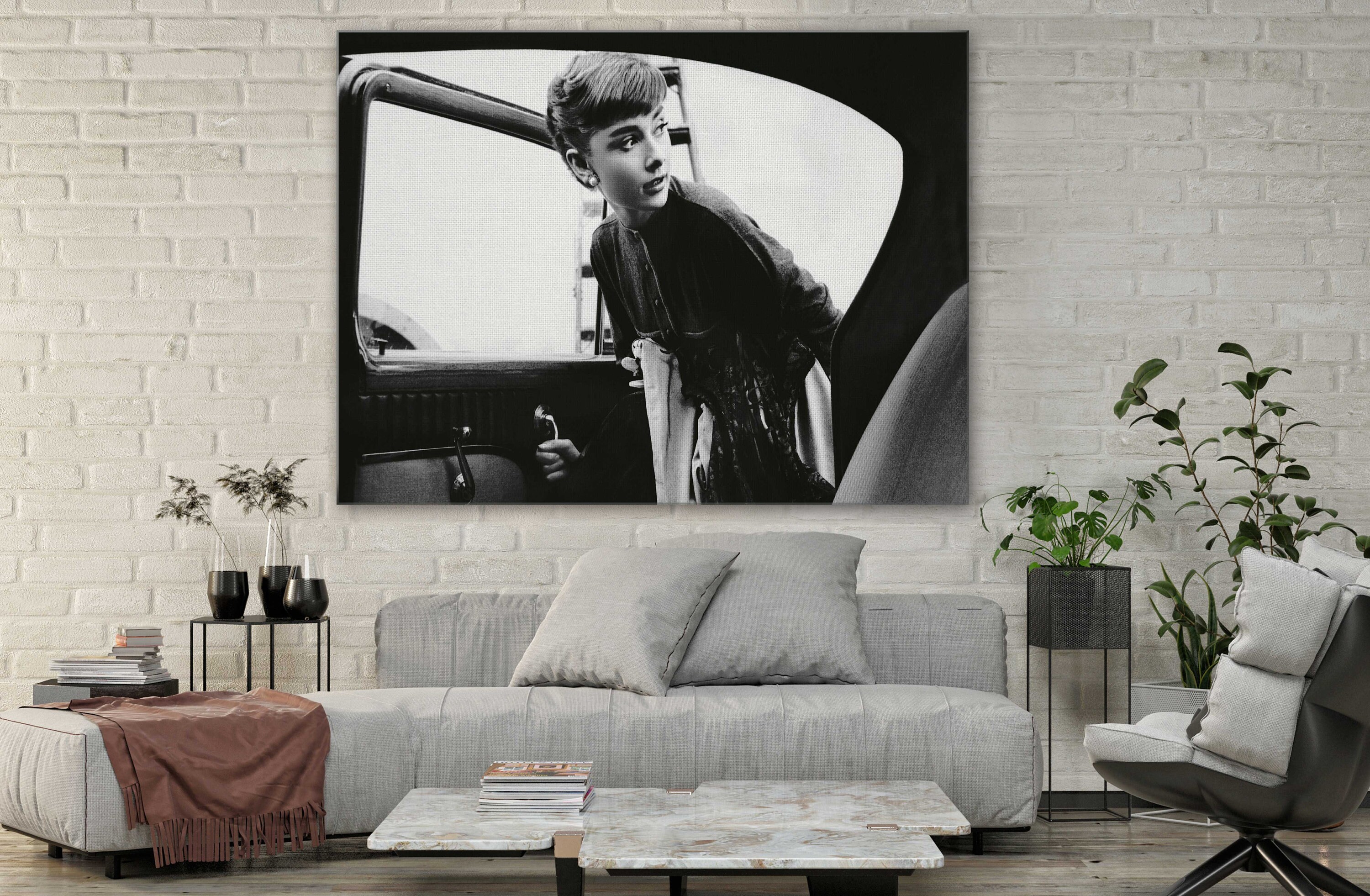 Audrey Hepburn Art Canvas Audrey Hepburn Entering A Car Art - Etsy