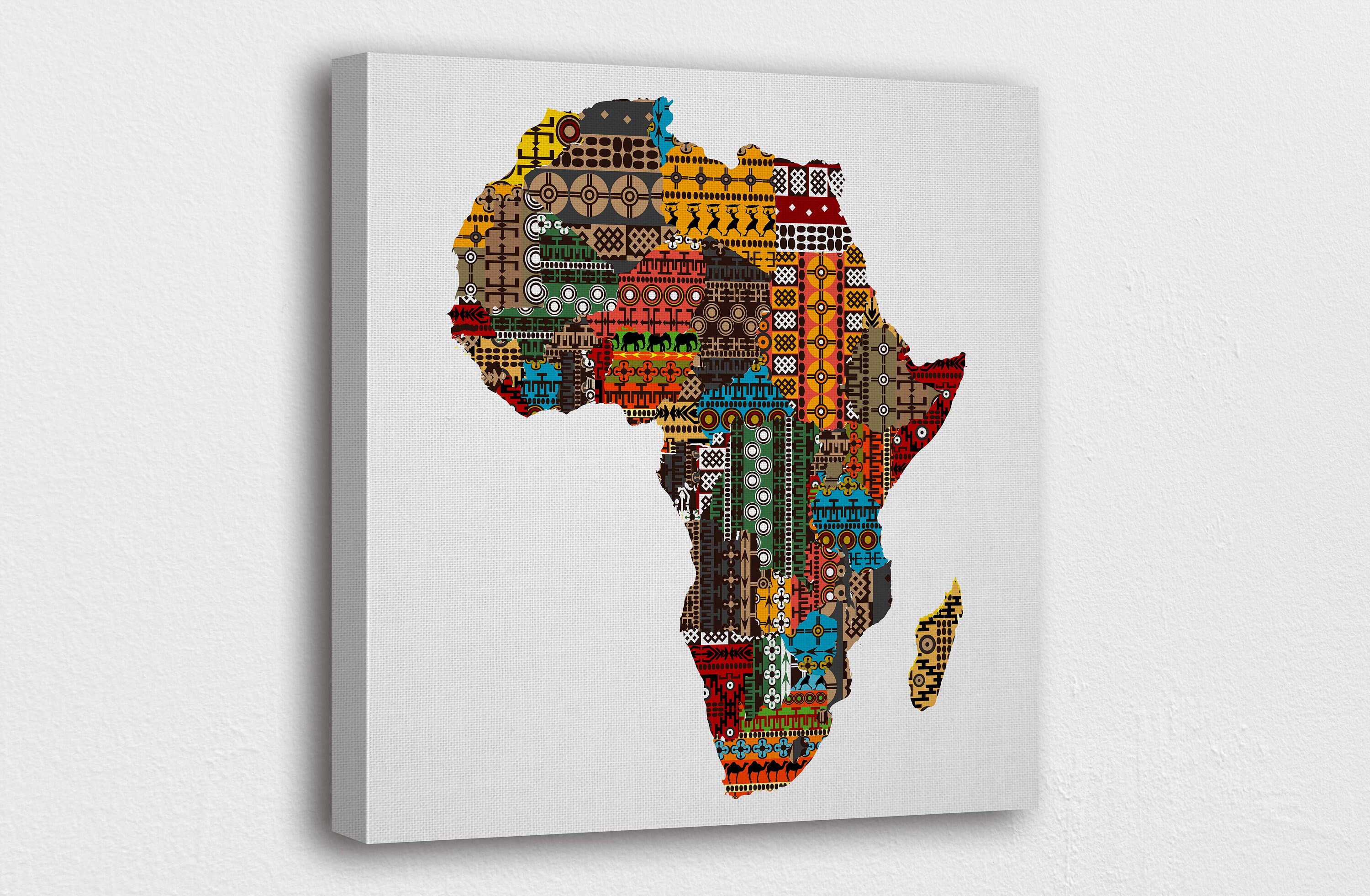 African Art CanvasMap of Africa in Pattern Style Art Canvas Etsy