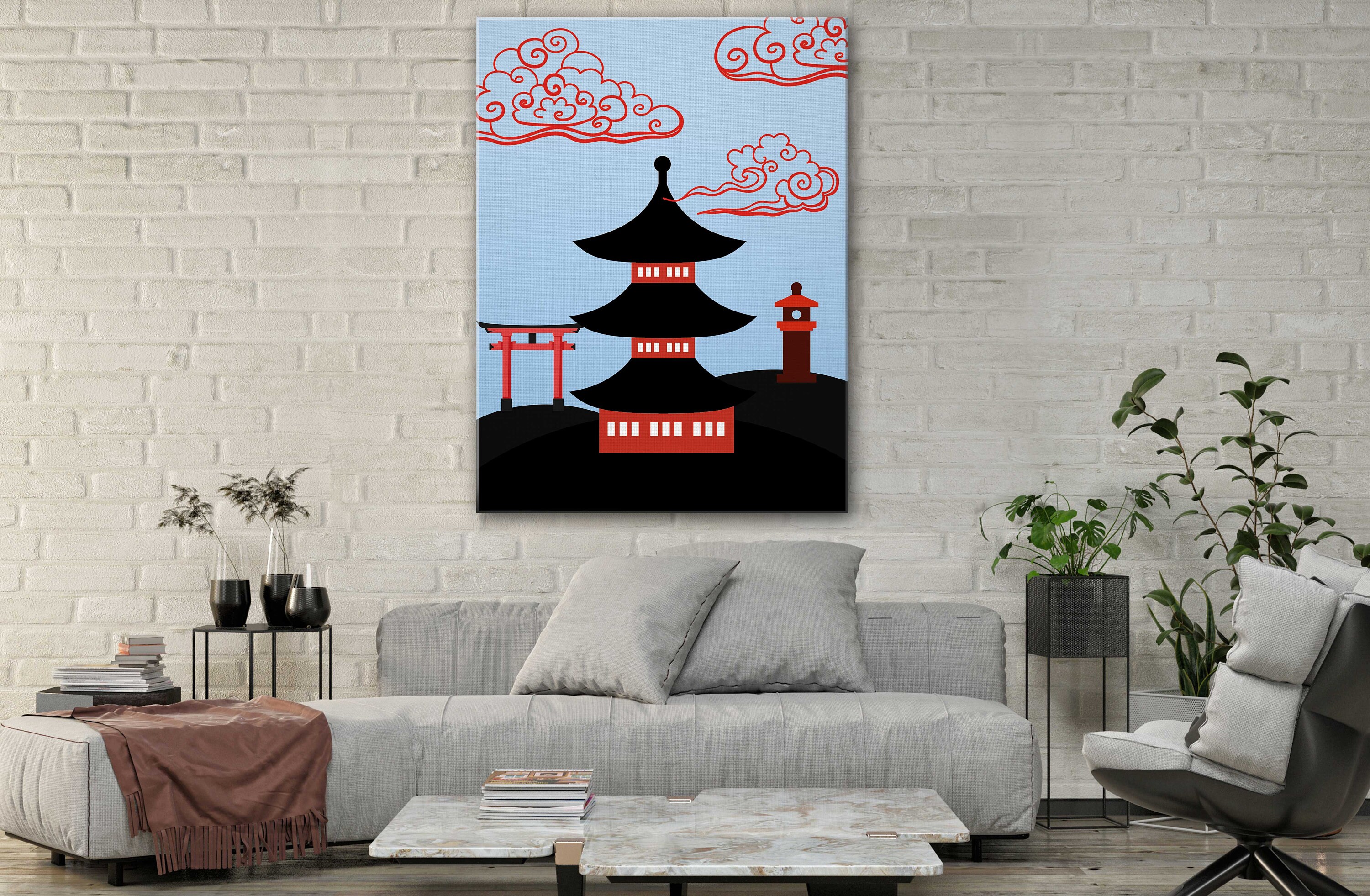 Japanese Art CanvasPagoda Temple Japan Art Canvas Etsy