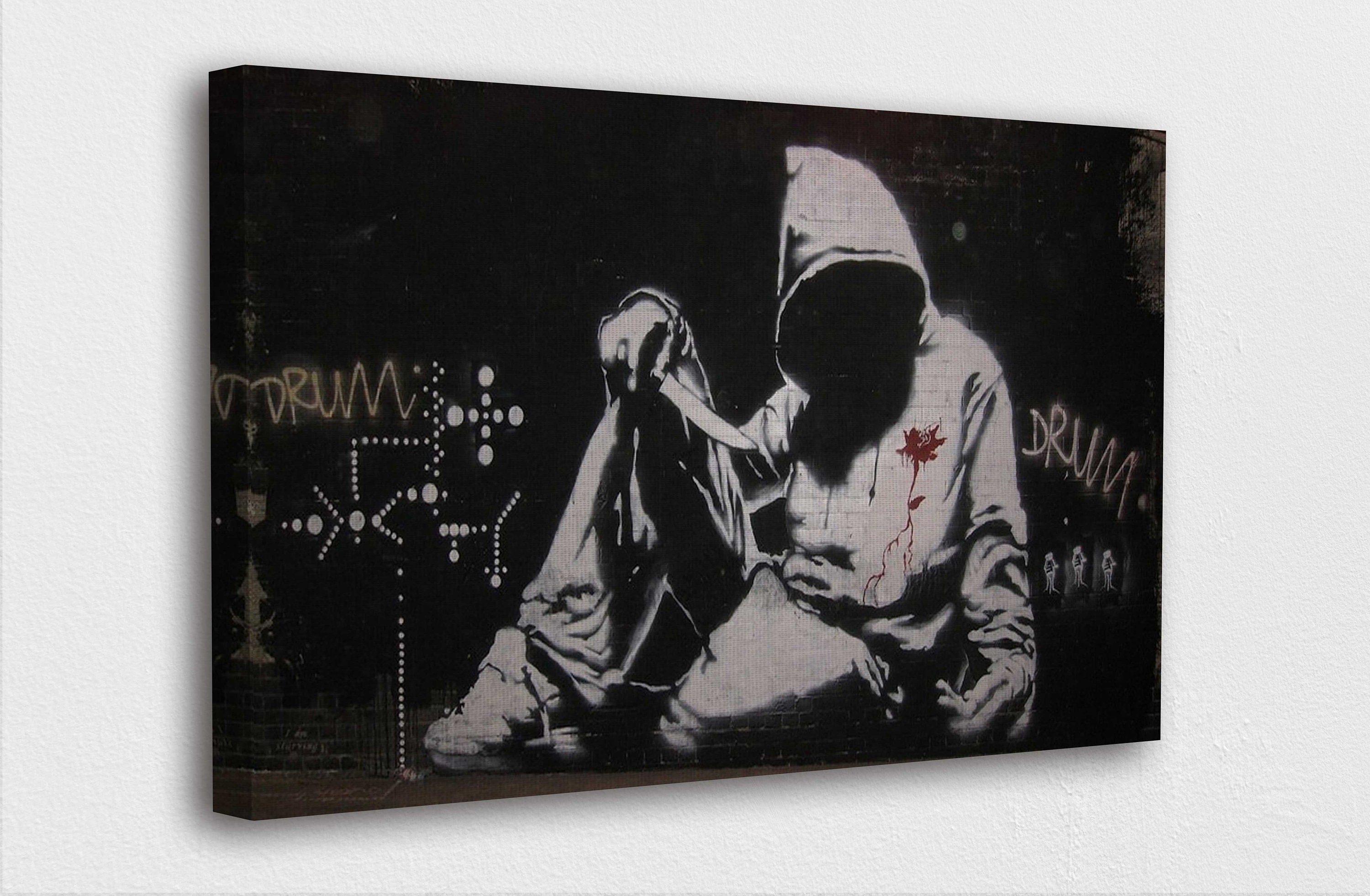 Banksy Street Art Canvas-Banksy Hooded man w/ Knife Street Art | Etsy