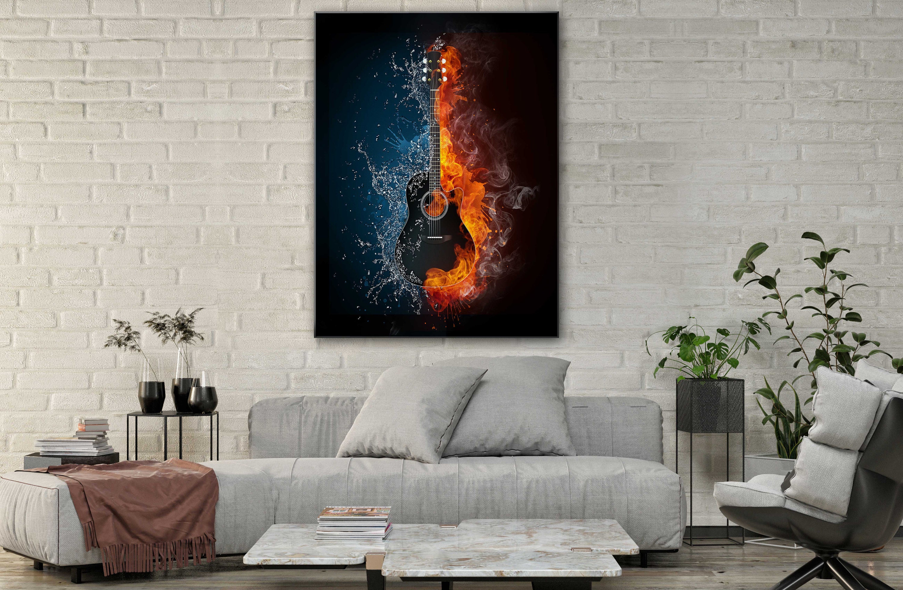 Painting Style Art Canvas-electric Guitar Painting Style Art - Etsy