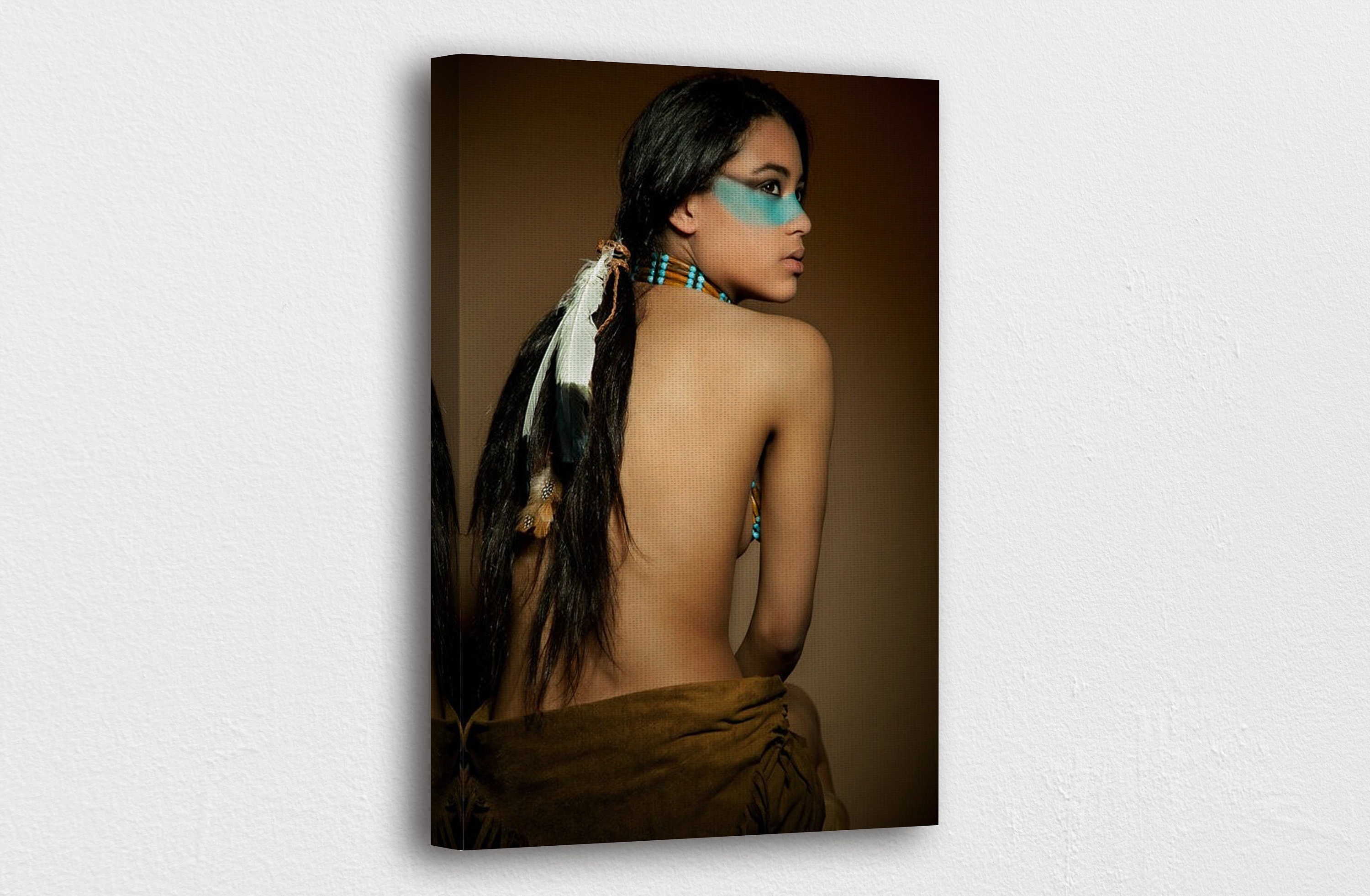 American Indian Art Canvas-native American Woman Nude Art - Etsy