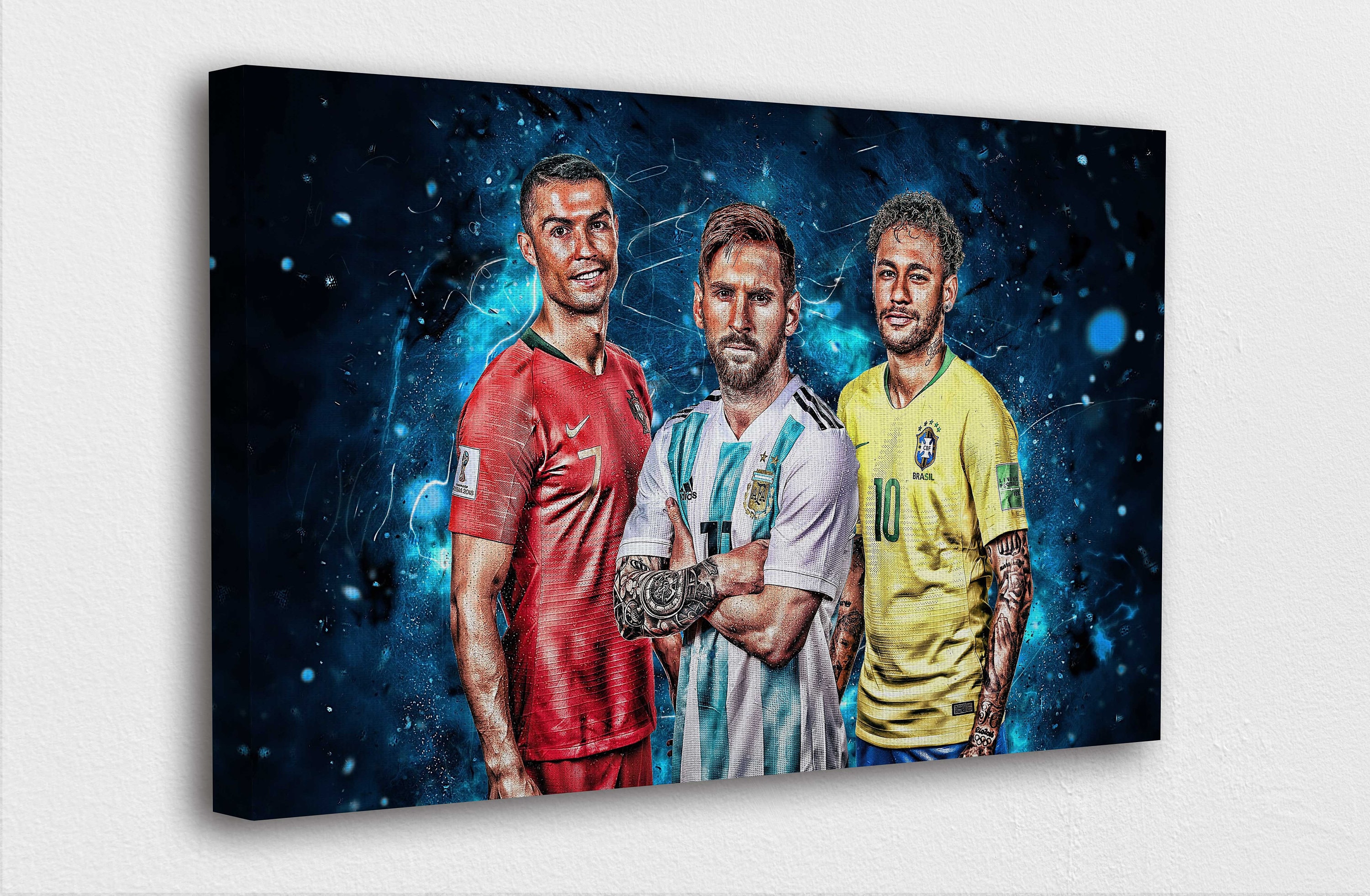 By GREENWORLDDECOR Cool Messi Ronaldo Neymar 12 x 18 Matte inch poster