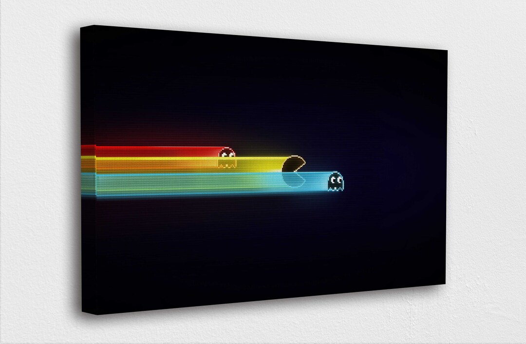 Game Room Wall Art Canvas Colorful Pacman Game Art Canvas Poster/gift