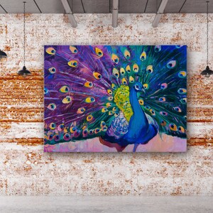 Painting Style Art Canvas-colorful Peacock Feather Art Canvas - Etsy