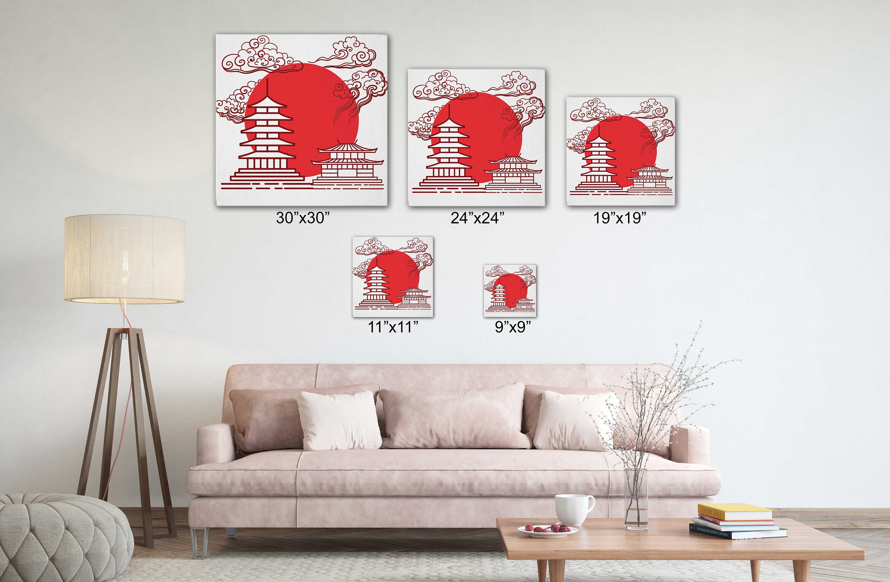 Japanese Art Canvas Posterjapanese Temple Art Canvas Etsy