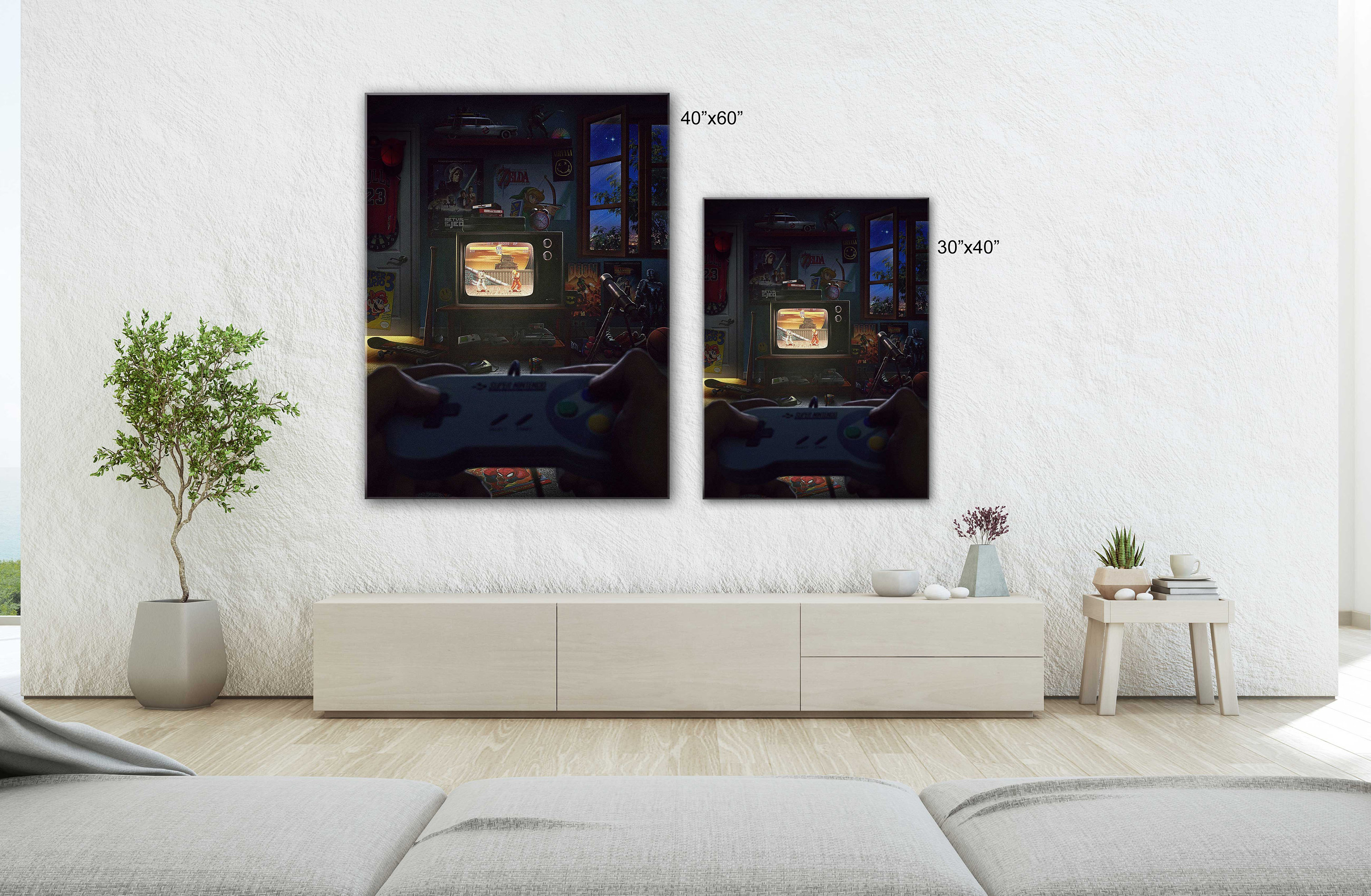 Game Room Wall Art Canvas Playing Video Game Art Canvas Etsy