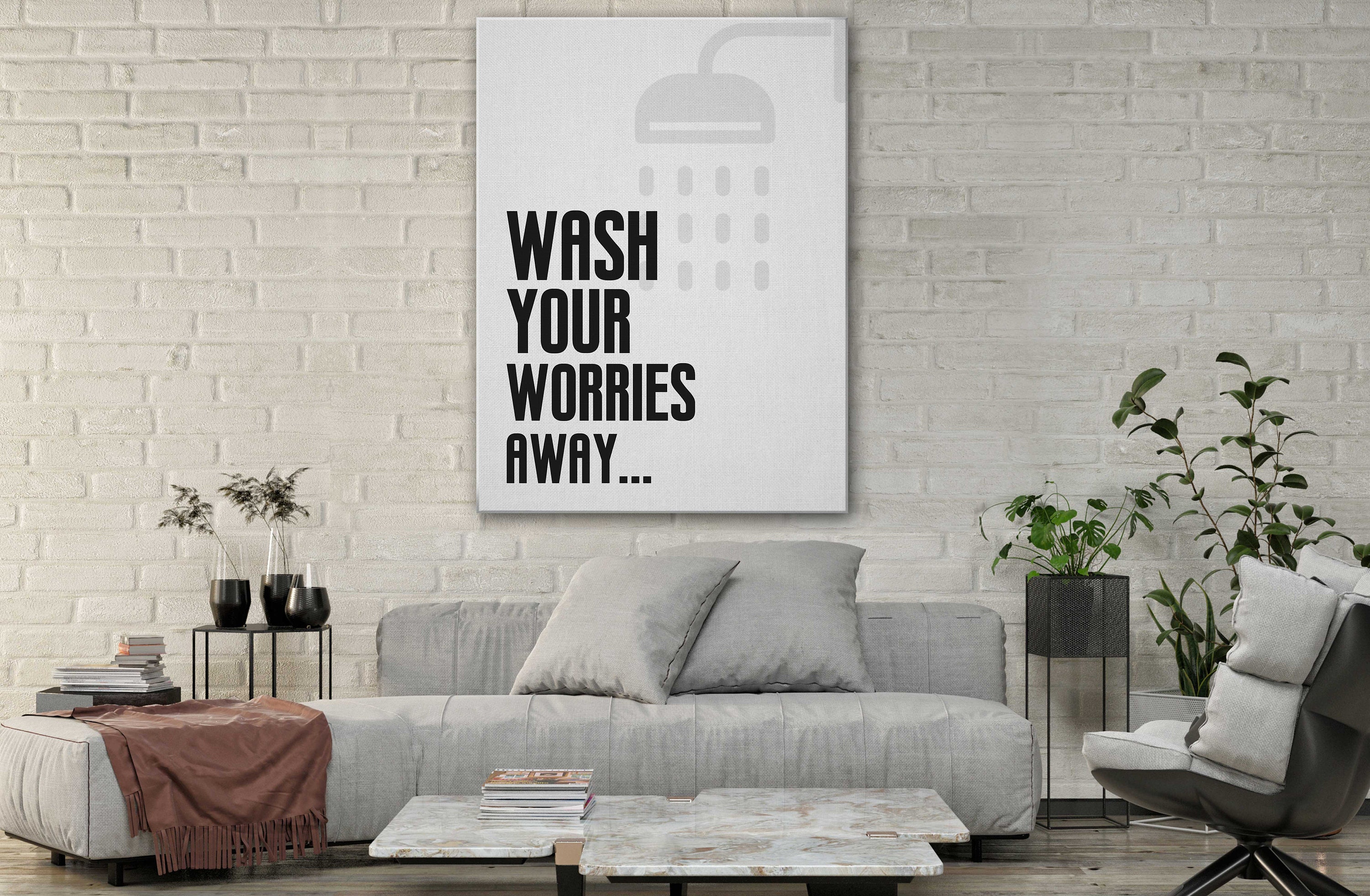 Badezimmer Kunst Leinwand Wash Your Worries Away Zitate | Etsy