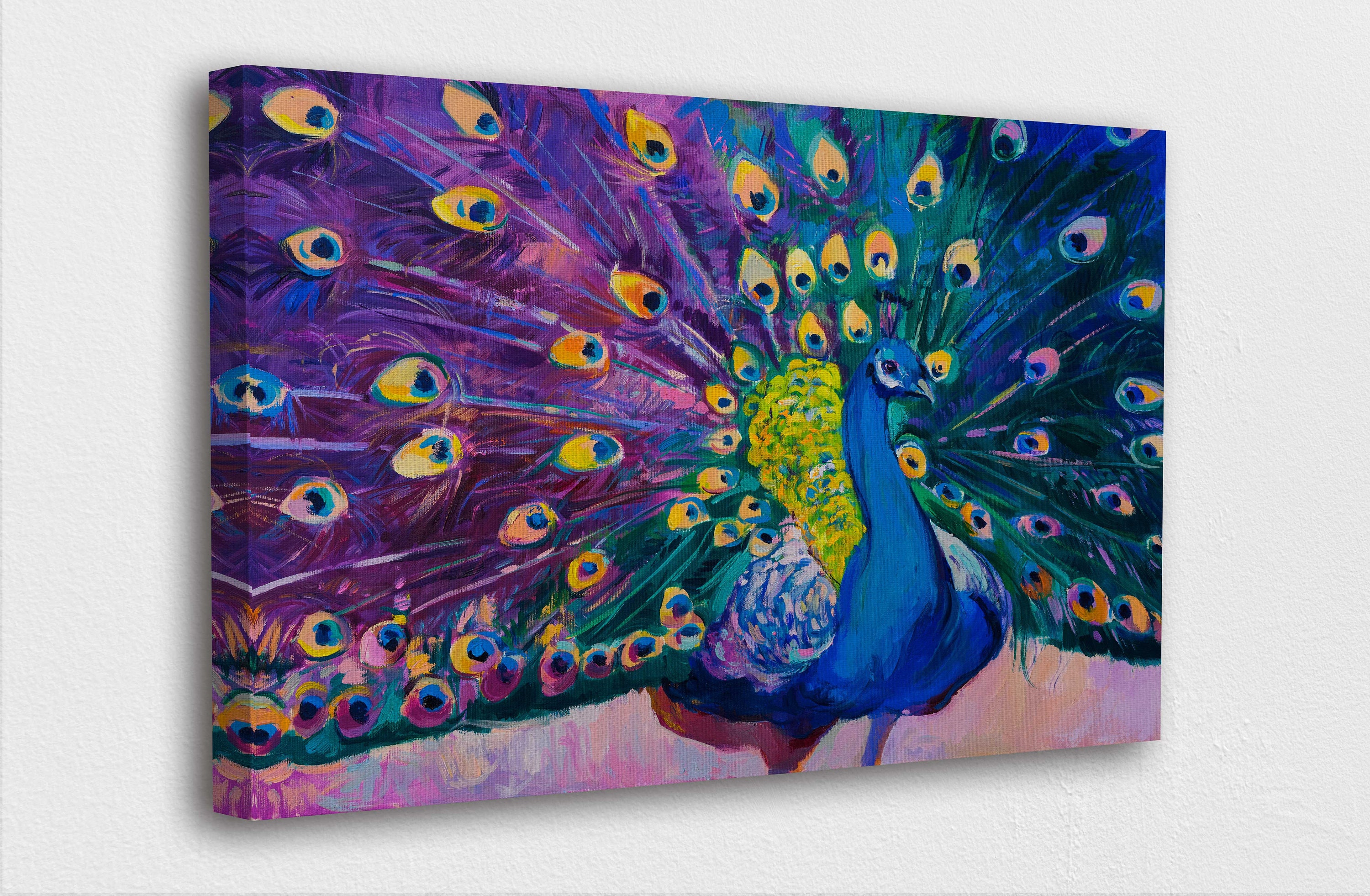Painting Style Art Canvas-Colorful Peacock Feather Art Canvas | Etsy