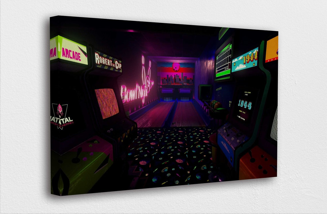 Game Room Wall Art Canvas arcade Retro Game Art Canvas Etsy