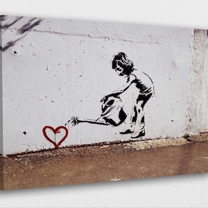 Banksy Street Art Canvas-Banksy Planting Love Street Art Poster Canvas/Printed Pictures Wall Art Decoration POSTER or CANVAS READY to Hang