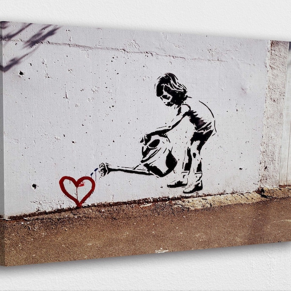 Banksy Street Art Canvas-Banksy Planting Love Street Art Poster Canvas/Printed Pictures Wall Art Decoration POSTER or CANVAS READY to Hang