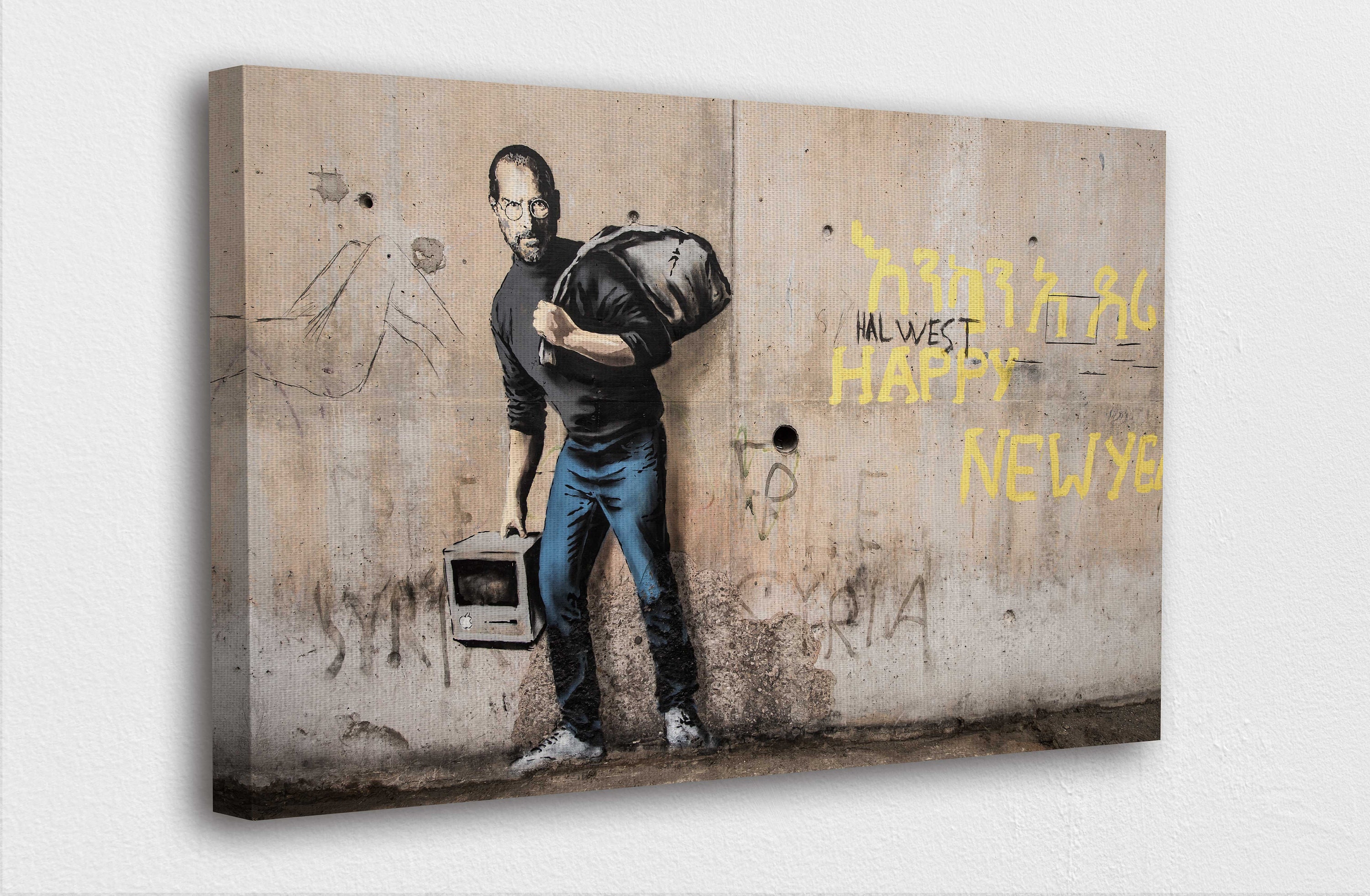 Banksy Street Art Canvas-Migrant Steve Jobs Mural Street Art