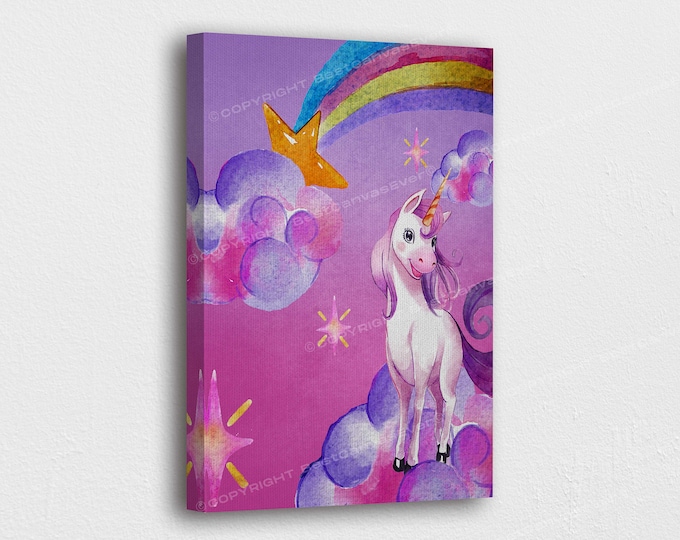 Unicorn Art Canvas Unicorn And Rainbow For Girls Art Poster/Printed Picture Wall Art Decoration POSTER or CANVAS READY to Hang