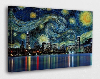 Vincent Van Gogh Art Canvas-Starry Night New York Art Canvas Poster/Printed Picture Wall Art Decoration POSTER or CANVAS READY to Hang Gift