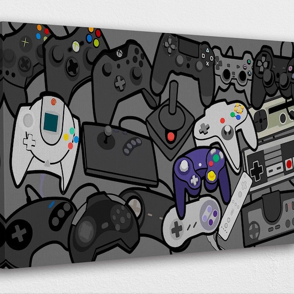 Game Room Wall Art Canvas Game Controllers Art Canvas Poster/Gift/Printed Pictures Wall Art Decoration POSTER or CANVAS READY to Hang